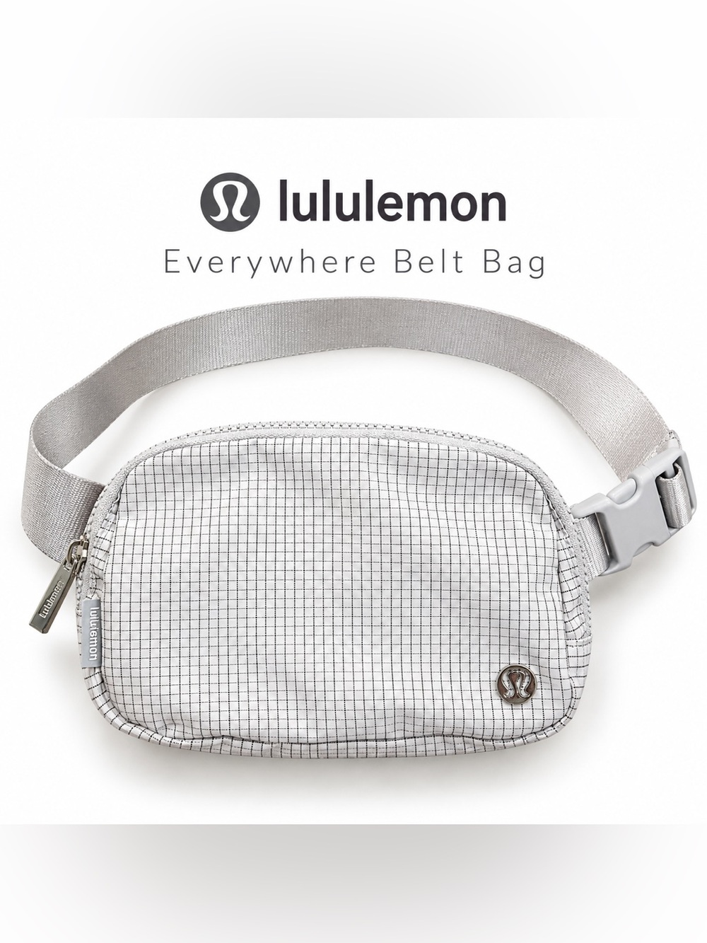 Lululemon Everywhere Belt Bag 1L White Gray Black Grid OG Crossbody Fanny Pack
